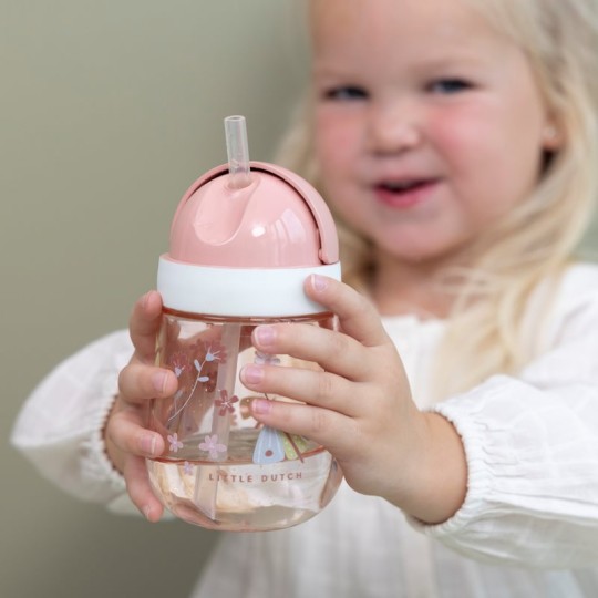 Little Dutch - Borraccia con cannuccia 300ml - Dai 9 mesi - Colori Little Dutch: Flowers & Butterflies