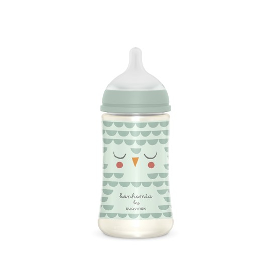 Suavinex - Biberon Bonhomia Poliammide 270ml - Tettarela silicone simmetrica - Colori Suavinex: Verde