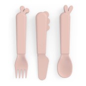 Done By Deer - Set Posate Cucchiaio Coltello Forchetta Kiddish - 100% Riciclabile senza Melamina - Colore: Cipria