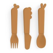 Done By Deer - Set Posate Cucchiaio Coltello Forchetta Kiddish - 100% Riciclabile senza Melamina - Colore: Mostarda