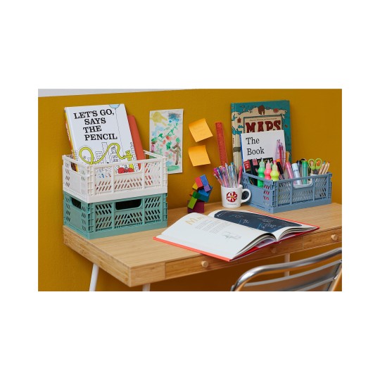 3Sprouts Cassetta Portaoggetti Ripiegabile e Impilabile - Plastica Riciclata - Medium - 27,94 x 21,59 x 12,7 cm - Colore: Blu