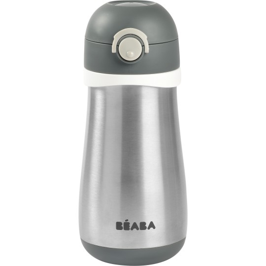 Béaba - Borraccia Acciaio Inossidabile con Manico - 350 ml - Colore: Grigio