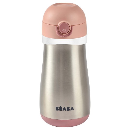 Béaba - Borraccia Acciaio Inossidabile con Manico - 350 ml - Colore: Rosa