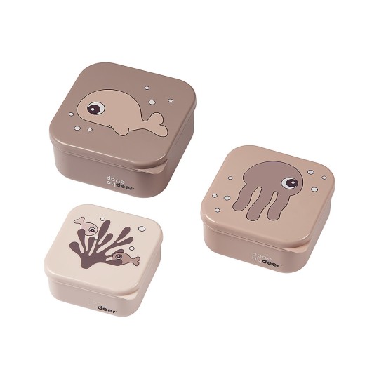Done by Deer - Set 3 Contenitori Portamerenda Sea Friends - Colore: Cipria