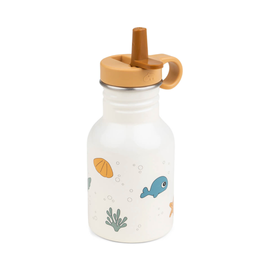 Done by Deer - Borraccia in Metallo 350 ml - con Cannuccia a Scomparsa! - Versioni Done By Deer: Beige