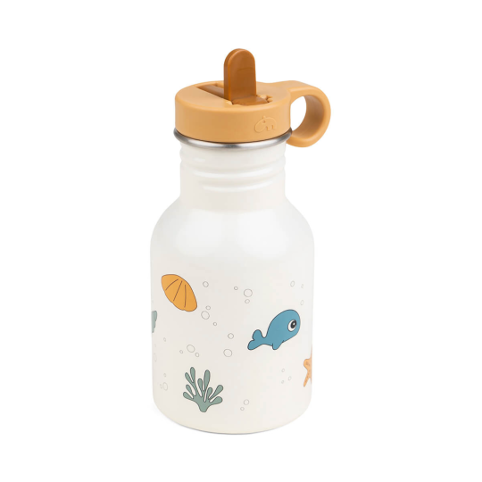 Done by Deer - Borraccia in Metallo 350 ml - con Cannuccia a Scomparsa! - Versioni Done By Deer: Beige