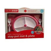 Skip Hop - Piatto 3 scomparti con forchetta e cucchiaio - Colore: Rosa scuro