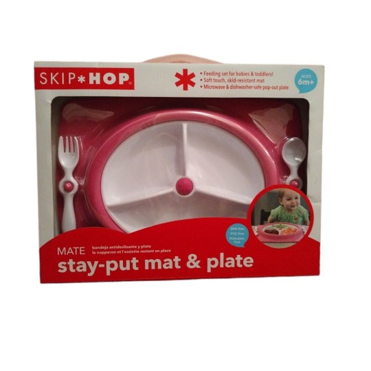 Skip Hop - Piatto 3 scomparti con forchetta e cucchiaio - Colore: Rosa scuro