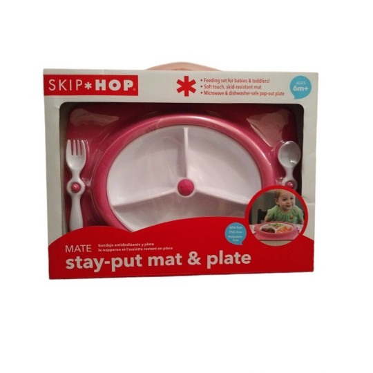 Skip Hop - Piatto 3 scomparti con forchetta e cucchiaio - Colore: Rosa scuro