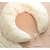 Nobodinoz - Cuscino allattamento Luna Willow - Cotone Bio - Colori Nobodinoz: Nude Haiku Birds Nat