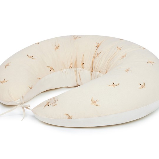 Nobodinoz - Cuscino allattamento Luna Willow - Cotone Bio - Colori Nobodinoz: Nude Haiku Birds Nat