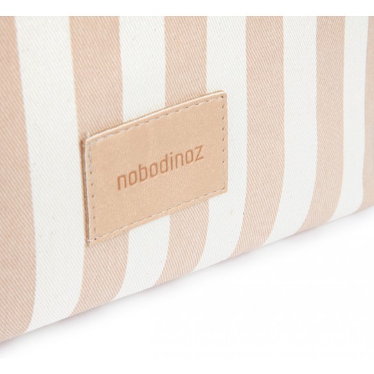 Nobodinoz - Cesto portagiochi Django - Cotone Bio - Colori Nobodinoz: Taupe Stripes/Natural