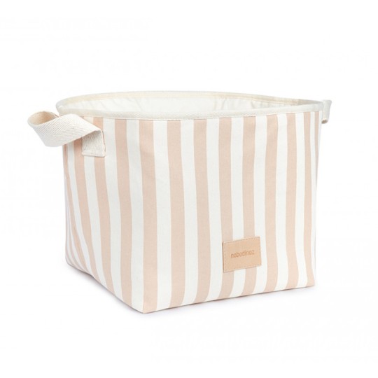 Nobodinoz - Cesto portagiochi Django - Cotone Bio - Colori Nobodinoz: Taupe Stripes/Natural