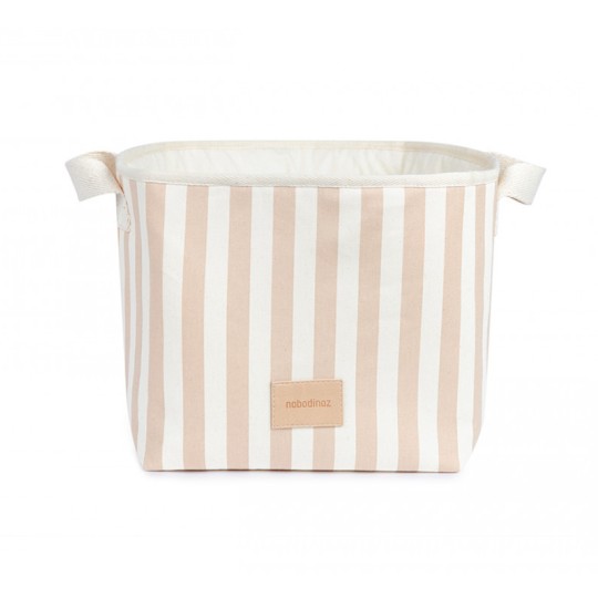 Nobodinoz - Cesto portagiochi Django - Cotone Bio - Colori Nobodinoz: Taupe Stripes/Natural