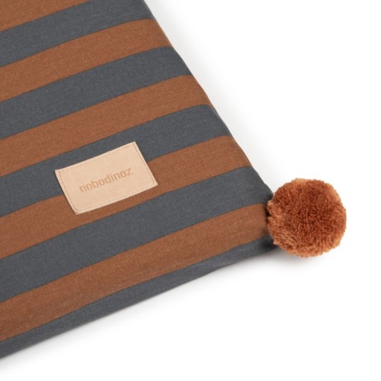 Nobodinoz - Materasso EcoFloor Majestic 120x60x4 - Cotone Bio - Colori Nobodinoz: Blue Brown Stripes