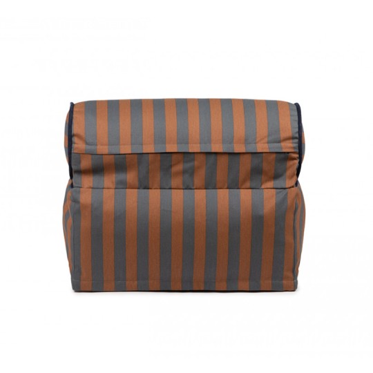 Nobodinoz - Pouf Majestic 50x50x25 - Cotone Bio - Colori Nobodinoz: Blue Brown Stripes