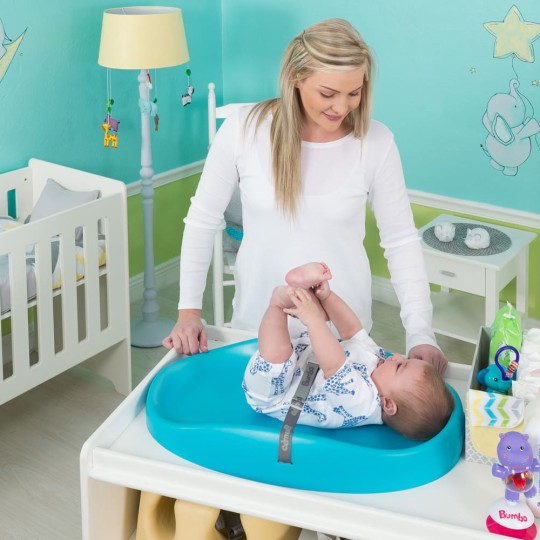 Bumbo - Fasciatoio portatile morbido con cintura di sicurezza - Colore: Blu