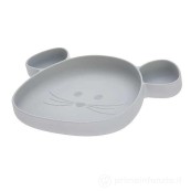 Lässig - Piatto a scomparti topolino con ventosa - In silicone - Colore: Grigio