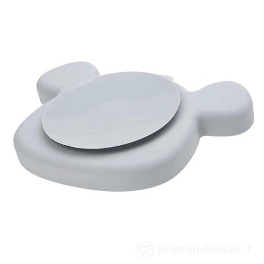 Lässig - Piatto a scomparti topolino con ventosa - In silicone - Colore: Grigio