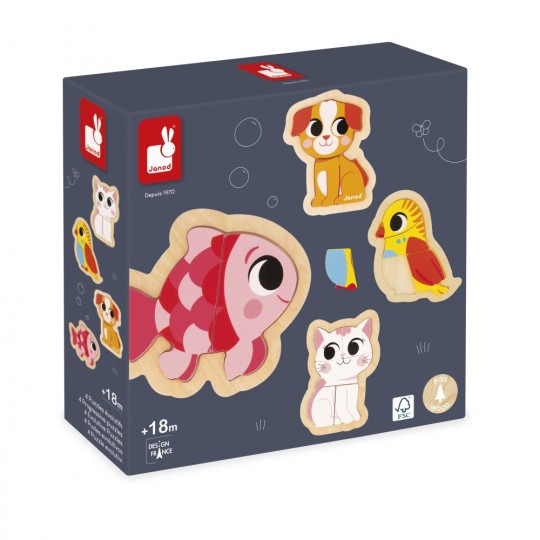 Janod - 4 puzzle Evolutivi Animali domestici