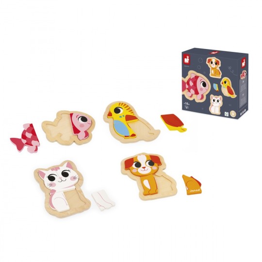 Janod - 4 puzzle Evolutivi Animali domestici