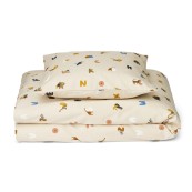 Liewood - Set Copripiumino e Federa Ingeborg - 100x135 cm - 100% Cotone biologico - Colore Liewood: Alphabet / Sandy