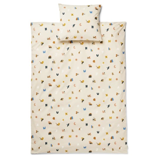 Liewood - Set Copripiumino e Federa Ingeborg - 100x135 cm - 100% Cotone biologico - Colore Liewood: Alphabet / Sandy