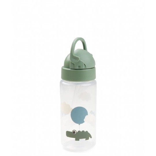 Done by Deer - Borraccia Antigoccia con cannuccia - Lavabile in lavastoviglie - Colore: Happy clouds verde