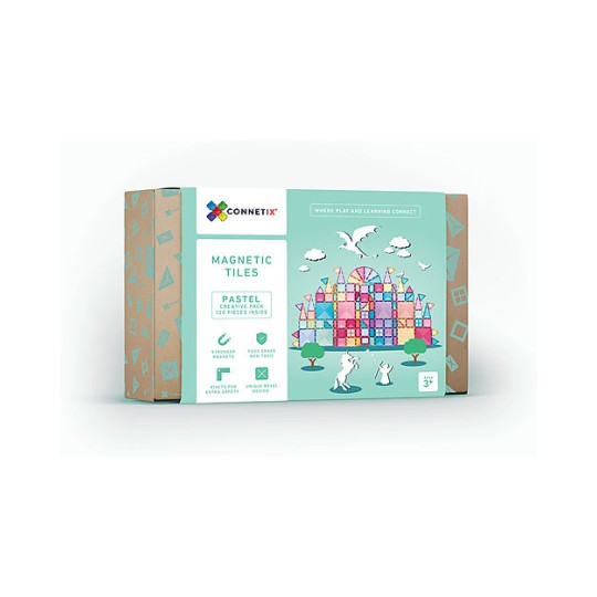 Connetix - 120 Pezzi Creative pack - Pastello - 100% Plastica ABS Atossica