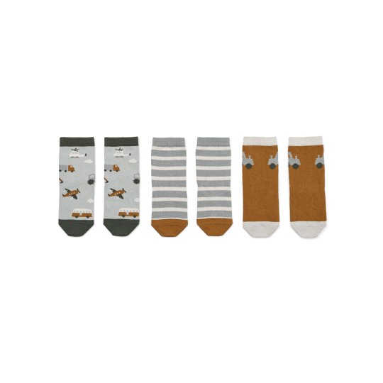 Liewood - Set da 3 calzini 19/21 - Super morbide ed elastiche - Colore Liewood: Vehicles
