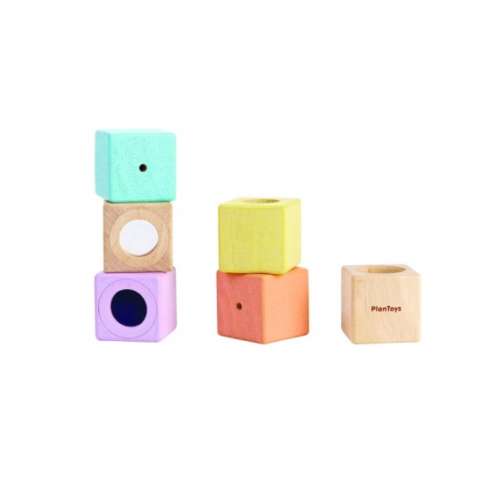 Plan Toys - Cubi sensoriali in legno - Ecosostenibile