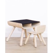 Plan Toys - Tavolo Top nero con sedia - In legno - Dai 3 anni