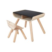 Plan Toys - Tavolo Top nero con sedia - In legno - Dai 3 anni