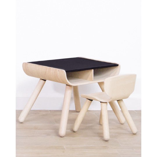 Plan Toys - Tavolo Top nero con sedia - In legno - Dai 3 anni