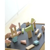 Plan toys - Set di blocchi da costruzione 40 pezzi - Legno naturale - Pastello