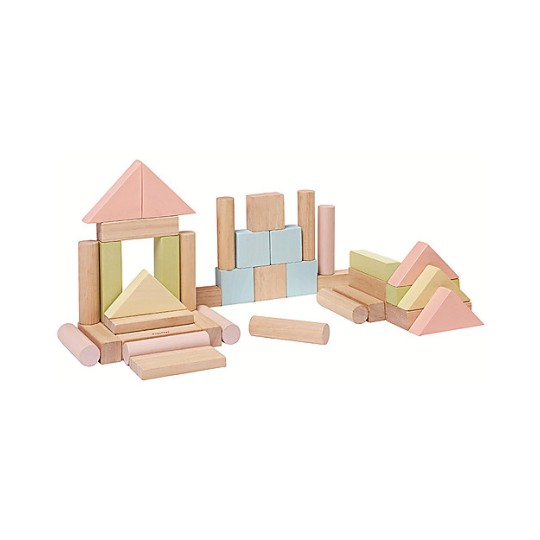 Plan toys - Set di blocchi da costruzione 40 pezzi - Legno naturale - Pastello