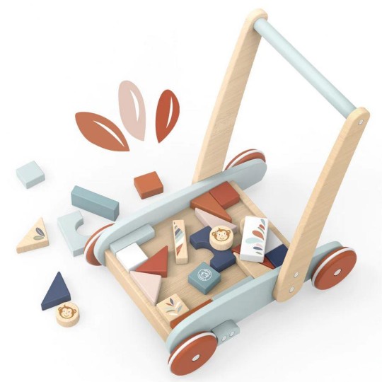 Speedy Monkey - Carrello primi passi in legno - Con 27 blocchi attività - Dai 12 mesi