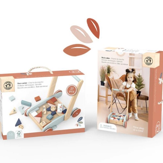 Speedy Monkey - Carrello primi passi in legno - Con 27 blocchi attività - Dai 12 mesi