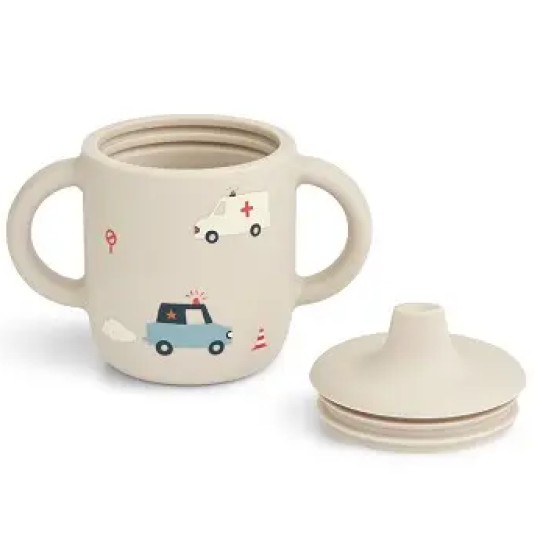 Liewood - Tazza Sippy con Beccuccio e Manici Neil Cup - 150 ml - Colore Liewood: Emergency Vehicle / Sandy