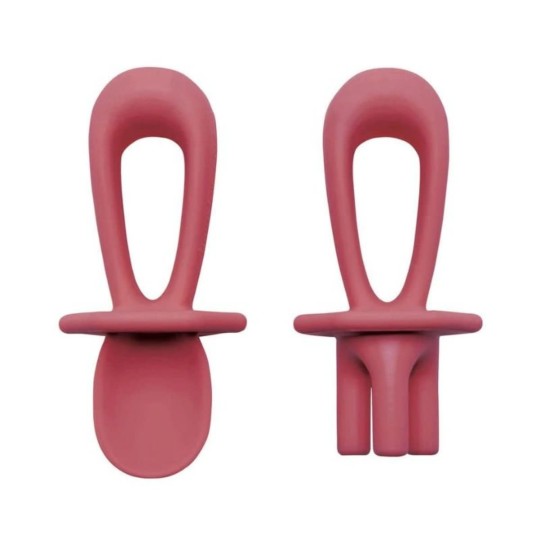 Tiny Twinkle - Posate d’apprendimento per lo svezzamento 6-24 mesi - Colore: Burgundy