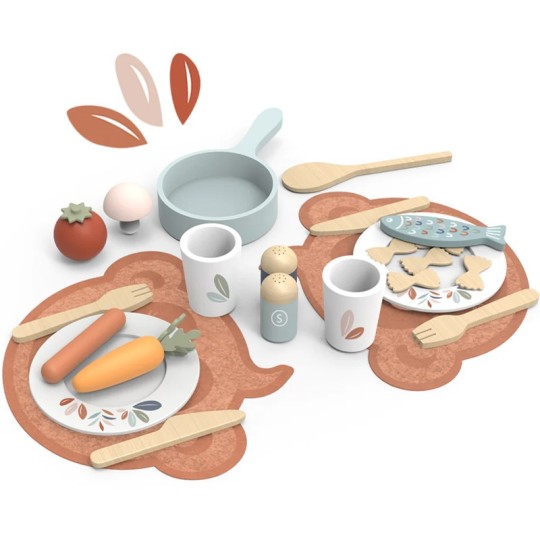 Speedy Monkey - Set da pranzo in legno con accessori