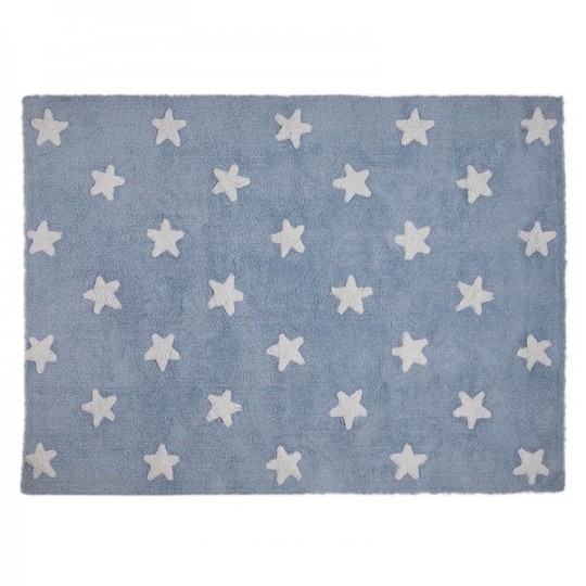 Lorena Canals - Tappeto in cotone Stelle 120x160 - Versioni Lorena Canals: Blue-White