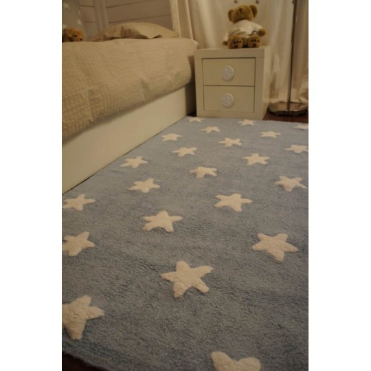 Lorena Canals - Tappeto in cotone Stelle 120x160 - Versioni Lorena Canals: Blue-White