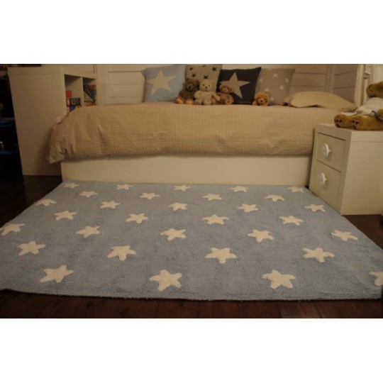 Lorena Canals - Tappeto in cotone Stelle 120x160 - Versioni Lorena Canals: Blue-White