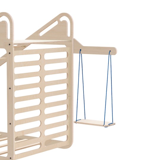 MamaToyz - Letto Montessori bambini 90x190cm - Incluso di scivolo e rampa per arrampicata, altalena, lavagna e banco