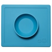 Ezpz - Tovaglietta con scodella ventosa silicone antiscivolo - Colore: Azzurro
