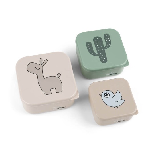 Done by Deer - Set 3 contenitori merenda Deer Friends - Colore: Sabbia