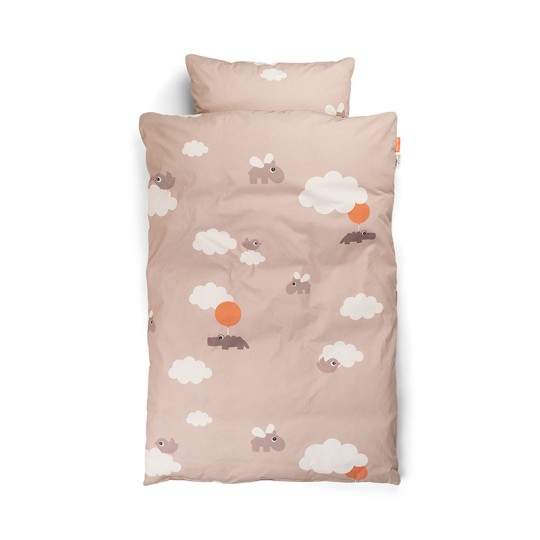 Done by Deer - Set Copripiumino e Federa Happy Clouds 100 x 130 cm cm - 100% Cotone Bio - Colore: Cipria