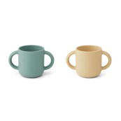 Liewood - Bicchieri con manici - 100% Silicone - Colore Liewood: Peppermint Wheat Yellow