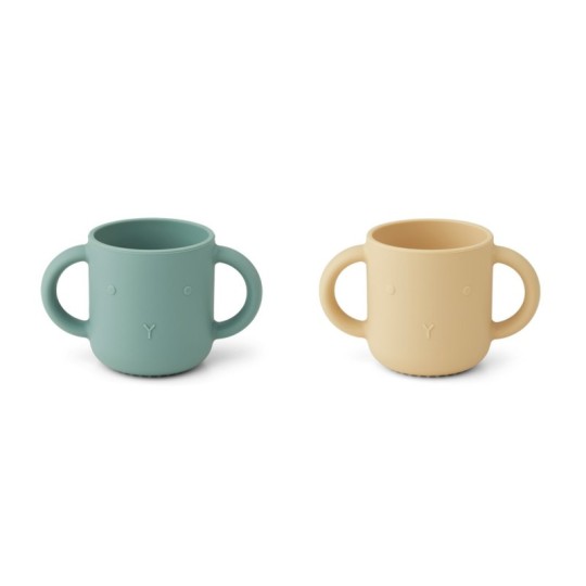 Liewood - Bicchieri con manici - 100% Silicone - Colore Liewood: Peppermint Wheat Yellow